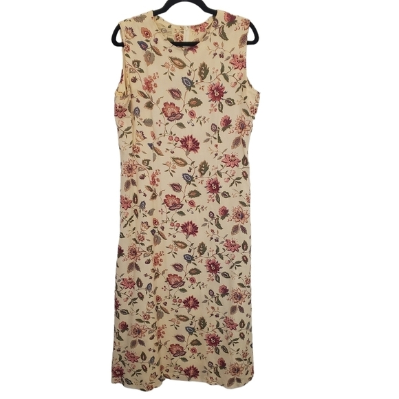 Country Legends 14P Linen Blend Vintage Floral Cottagecore Sleeveless Dress - Picture 1 of 11